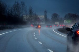 Driving on wet road