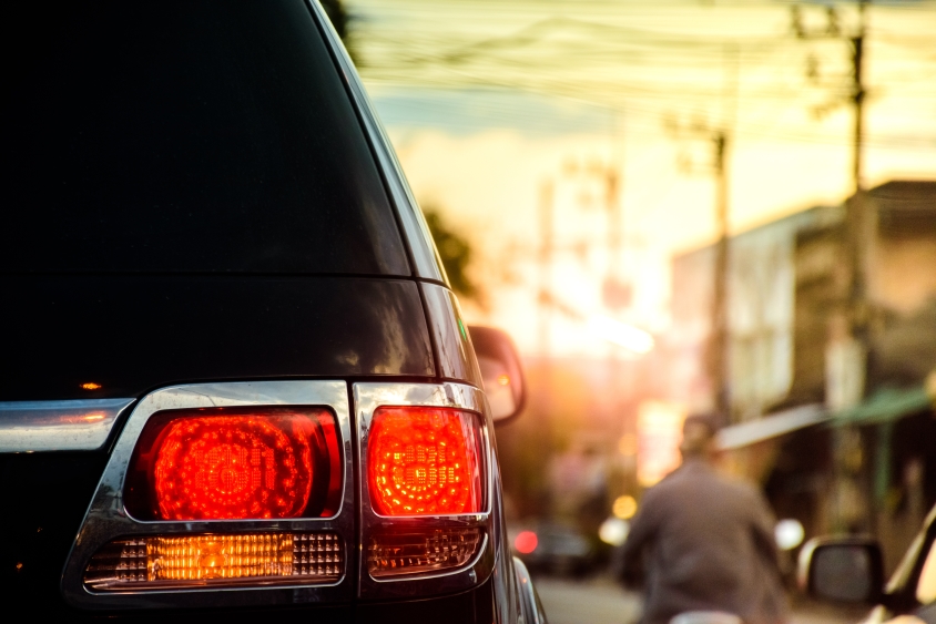 Brake light of a black car