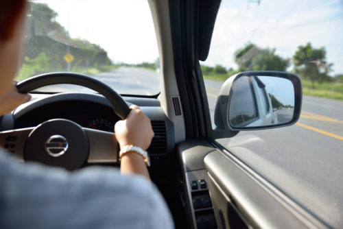 woman driving car
