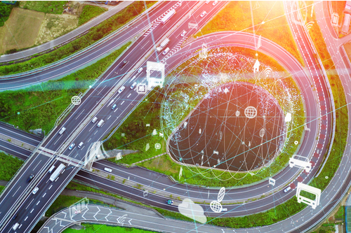 Image of a motorway with digital data overlay