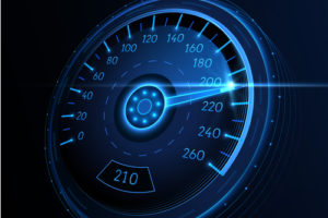 Digital image of a speedometer at high performance