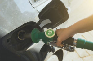 Closeup of petrol nozzle showing 95 octane label