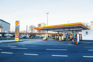 Shell filling station on side of the road