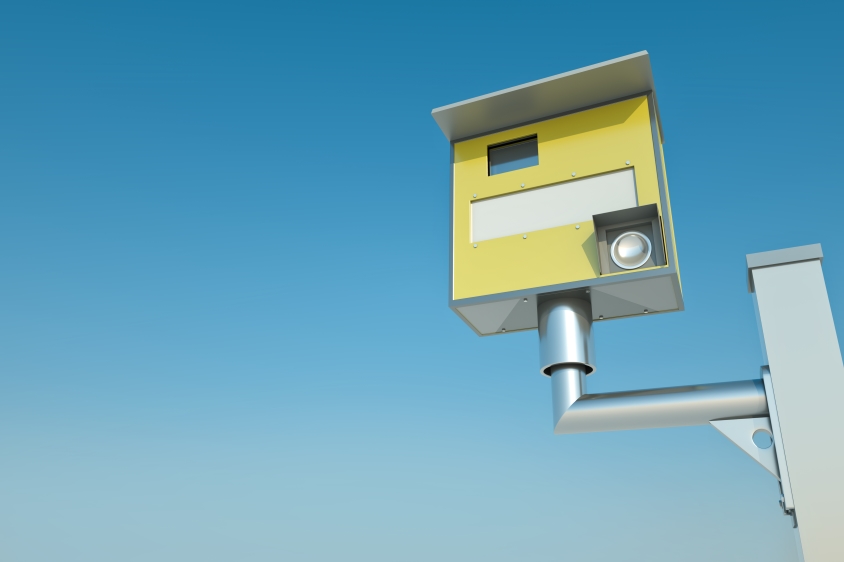 3D render of a yellow speed camera