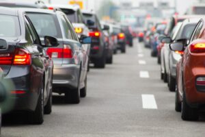 Cars stuck in traffic