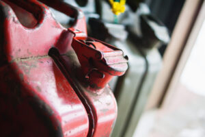 two metal fuel cans