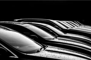 Row of black fleet cars