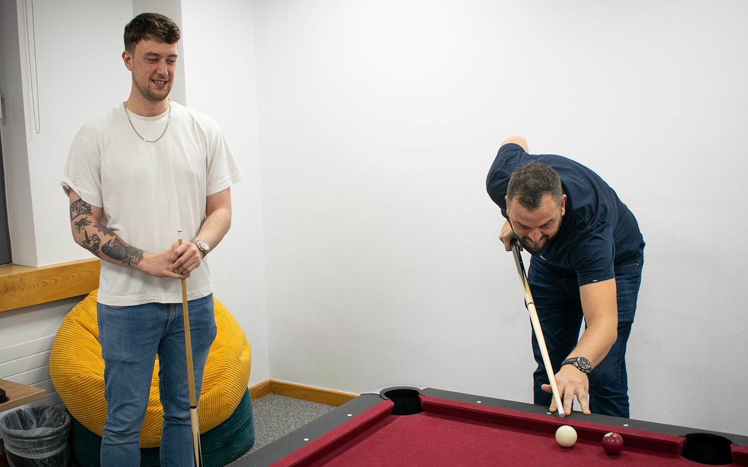 Sam and Dan playing pool